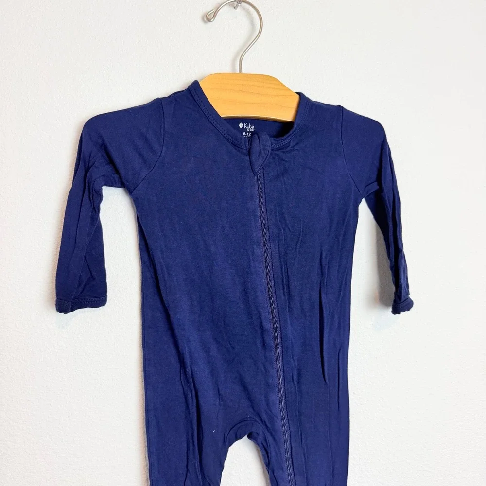 Kyte Baby Bamboo Rayon Zippered Footie Navy Blue Solid 6-12 Months Sleeper